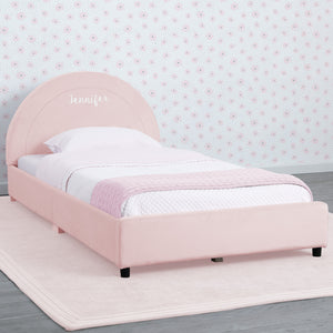 Personalized Upholstered Twin Bed with Round Headboard 0