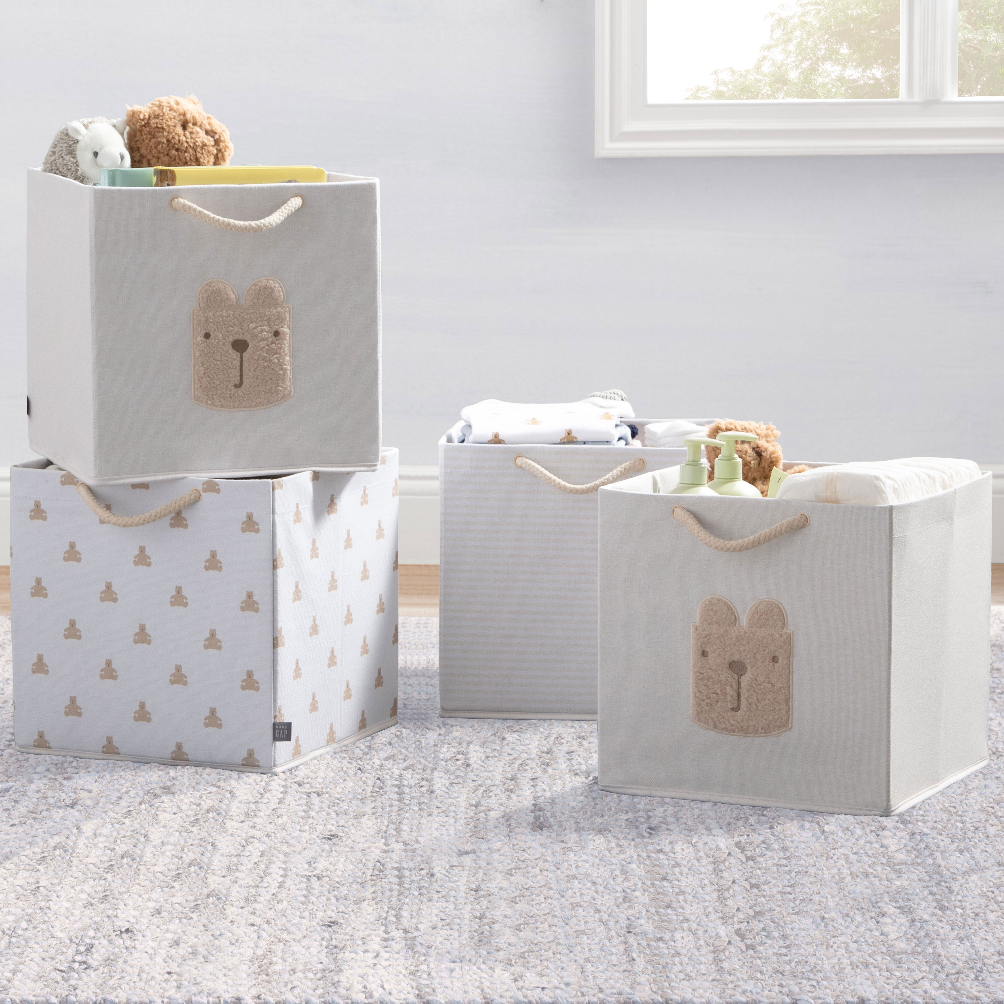 babyGap 4-Pack Brannan Bear Fabric Storage Bins with Handles