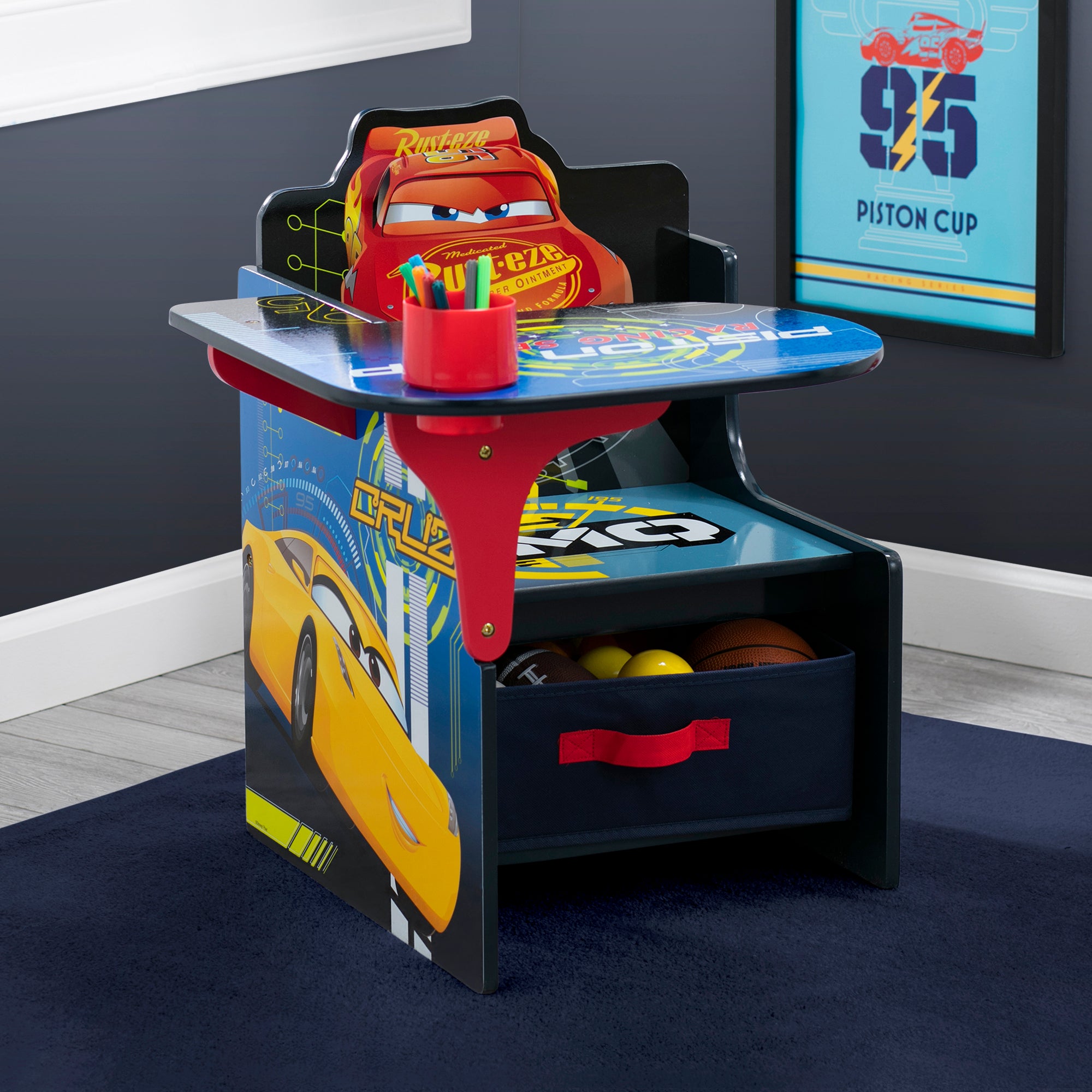 Cars Chair Desk with Storage Bin