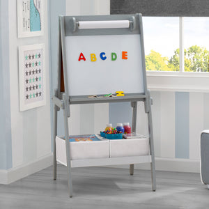 Chelsea Double-Sided Storage Easel with Paper Roll and Magnets | Dry Erase Surface & Chalkboard Surface 5