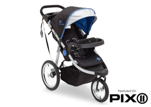 Delta Children J is for Jeep Brand Trek Blue Tonal (436) Cross Country All Terrain Jogging Stroller Folded b6b 13