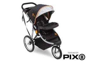 Delta Children J is for Jeep Brand Trek Orange (835) Cross Country All Terrain Jogging Stroller, Folded d5d 22