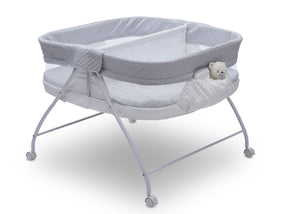 Little Folks by Delta Children Aqua Geo (2040) Twin EZ Fold Ultra Compact Double Bassinet, Right Silo View 4