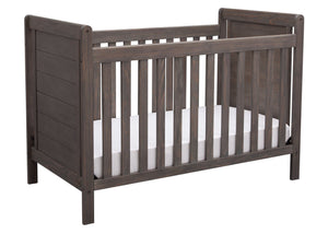 Delta Children Rustic Grey (084) Cali 4-in-1 Crib, angled view, a3a 5