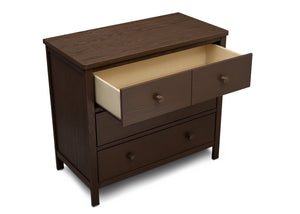 Delta Children Textured Cocoa (1350) Middleton 3 Drawer Dresser, Open Drawer Silo View 14