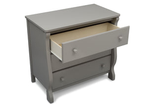 Delta Children Grey (026) Universal 3 Drawer Dresser Open Drawer Silo View 6